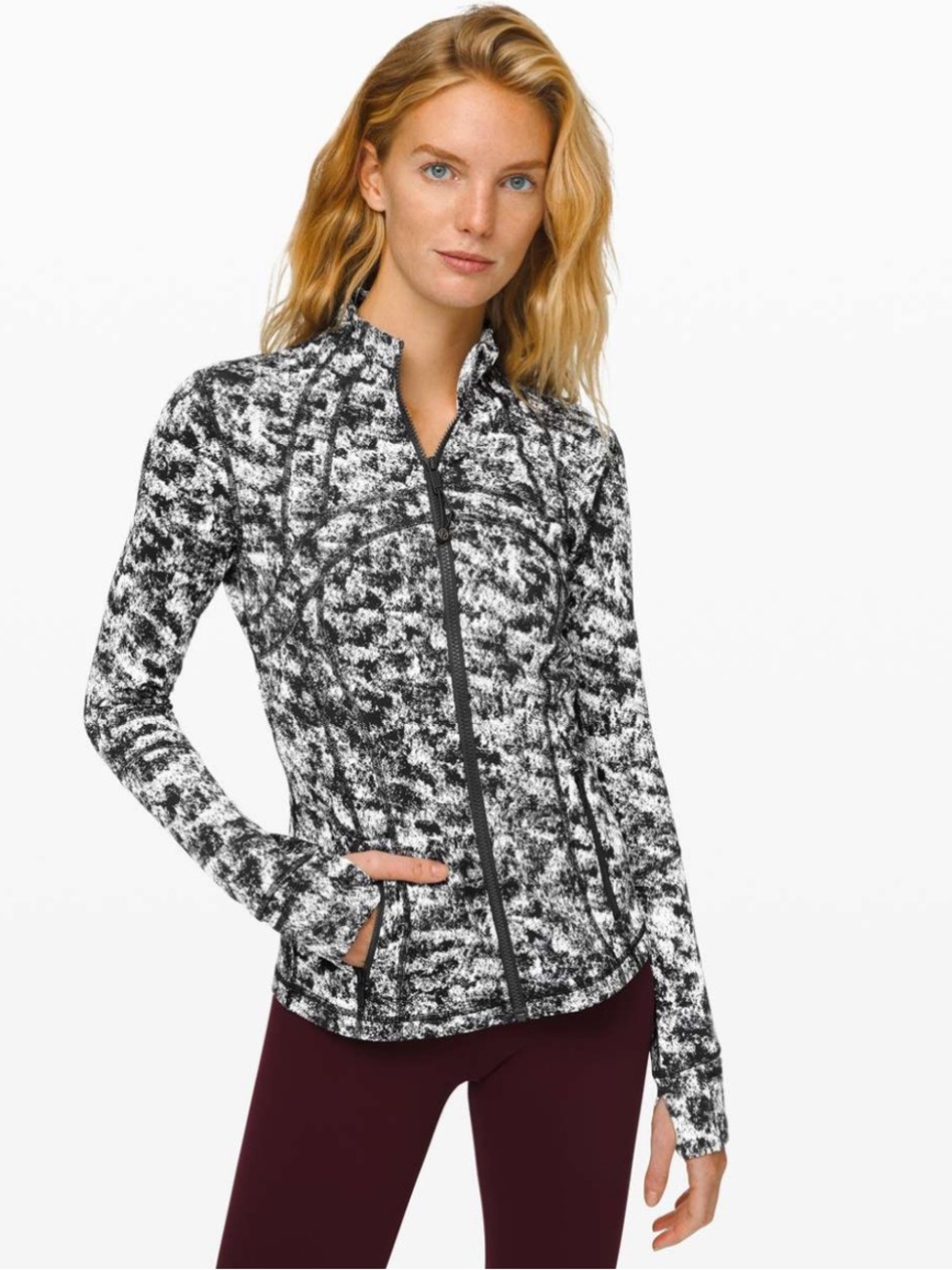 Lululemon Define Jacket *Luxtreme in Misted Jacquard Black White Sz 6 W4BH2S